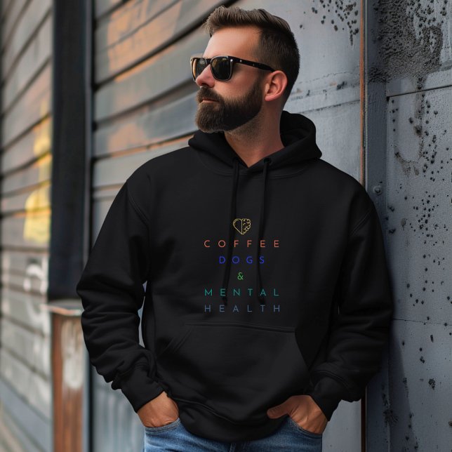 Kaffe, Hundar och psykisk hälsa - Perfekt Trio Hoodie (Skapare uppladdad)