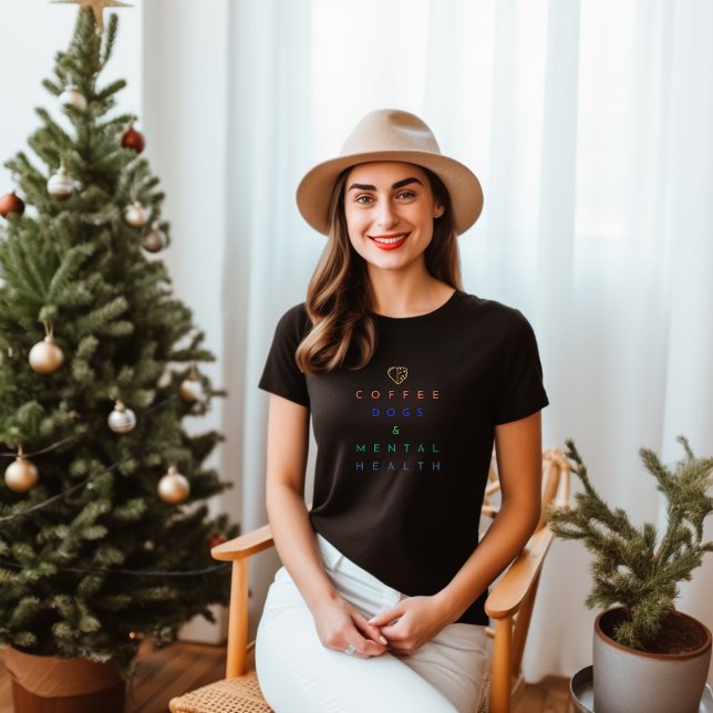 Kaffe, Hundar och psykisk hälsa - Perfekt Trio T Shirt (Skapare uppladdad)