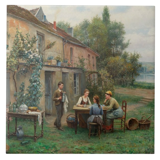 Kaffe i Garden (Fransk liggande) Kakelplatta (Framsidan)