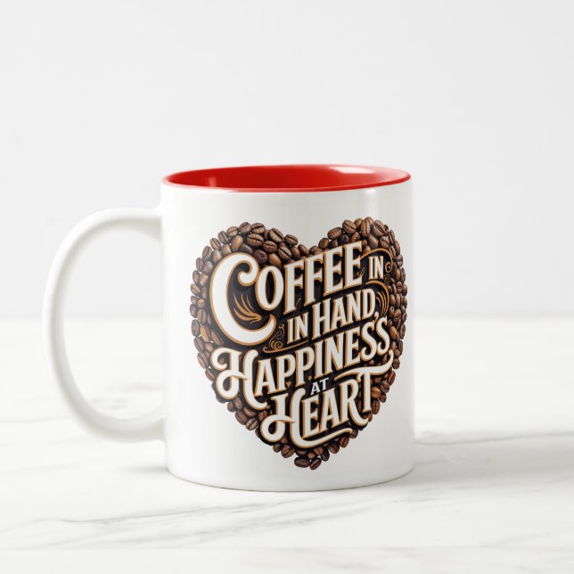 Kaffe i Hand, lycka i hjärtat - kaffe Älskare Två-Tonad Mugg (Vänster)