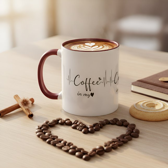 Kaffe i mitt hjärta | kaffeälskare mugg (Skapare uppladdad)
