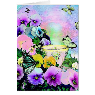 Kaffe i trädgården hälsningskort