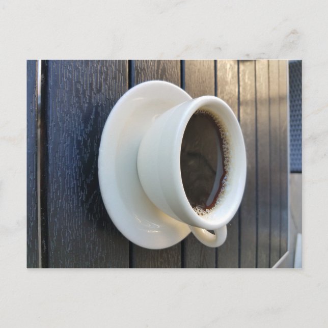 Kaffe i vit mugg vykort (Framsida)