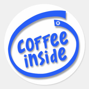 Kaffe insida runt klistermärke