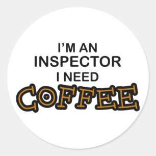 Kaffe - inspektör runt klistermärke