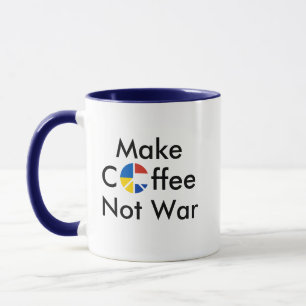 Kaffe inte Krig Ryssland Ukraina mot Krig Mugg