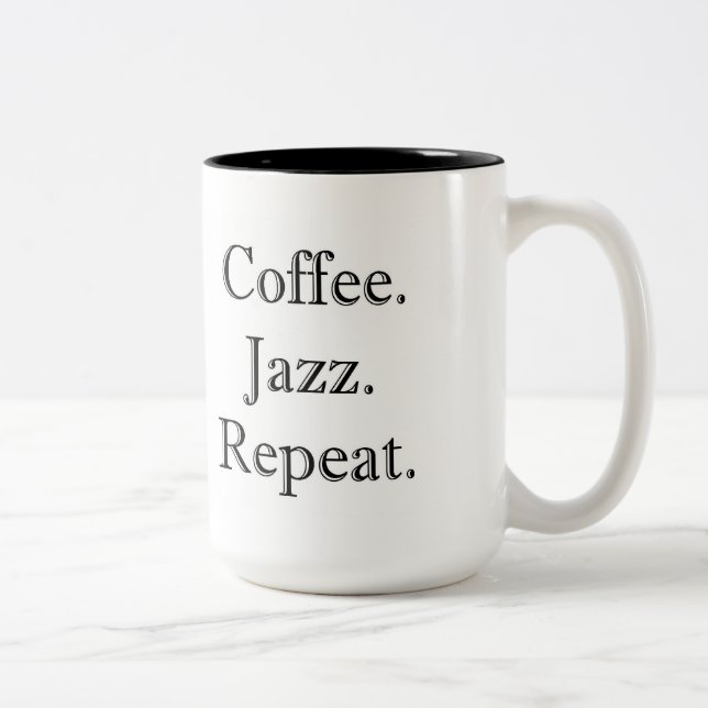 Kaffe. Jazz. Repetition. (mugg 15oz) Två-Tonad Mugg (Höger)