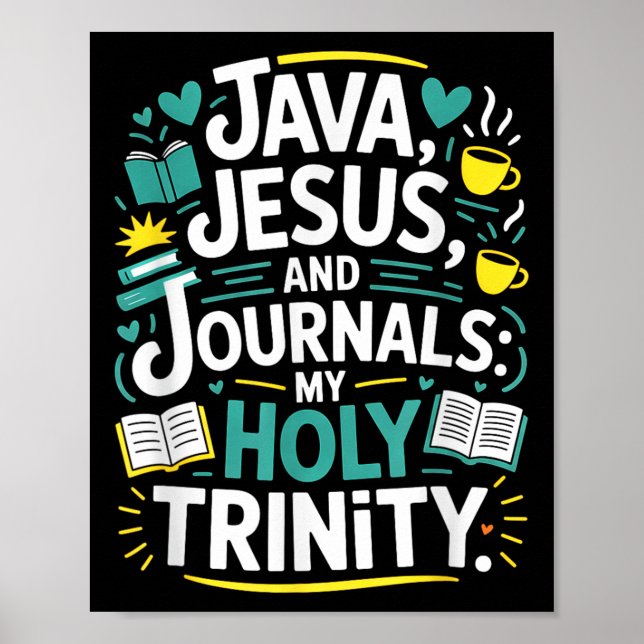 Kaffe Jesus Journal Kristen Bokälskare  Poster (Framsidan)