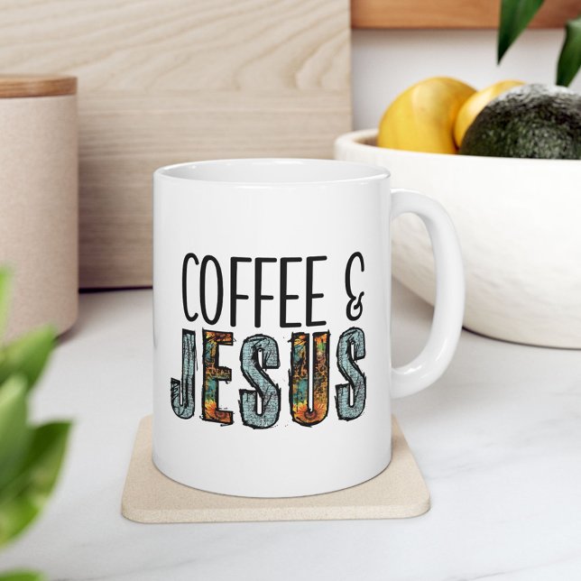 Kaffe & Jesus Kristet Tro Grafisk  Jumbo Mugg (Coffee & Jesus Christian Faith Graphic Giant Coffee Mug)