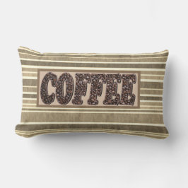 "Kaffe": Jordtoner av minimalistiska kaffebönor Lumbarkudde