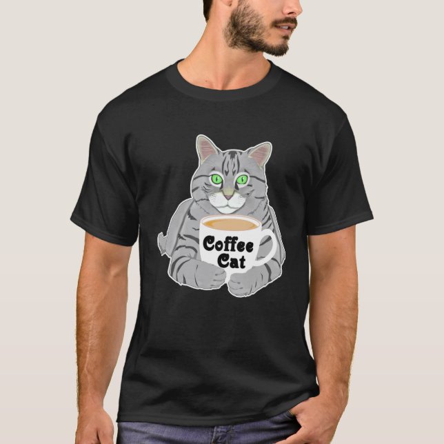 Kaffe  Kaffe Katt Kaffe Drickare Söt Katt T Shirt (Framsida)