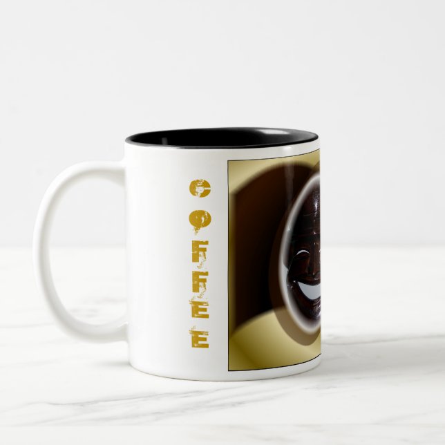 Kaffe/Kaffe Lycklig Ledsen Två-Tonad Mugg (Vänster)
