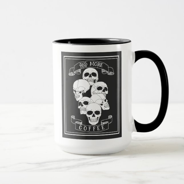Kaffe Kaffe och Mer Kaffe Döskallar med Text Mugg (Höger)