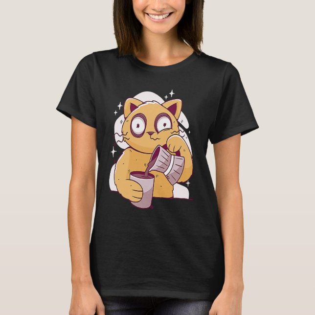 Kaffe Kaffe  Sövande Katt  3 T Shirt (Framsida)