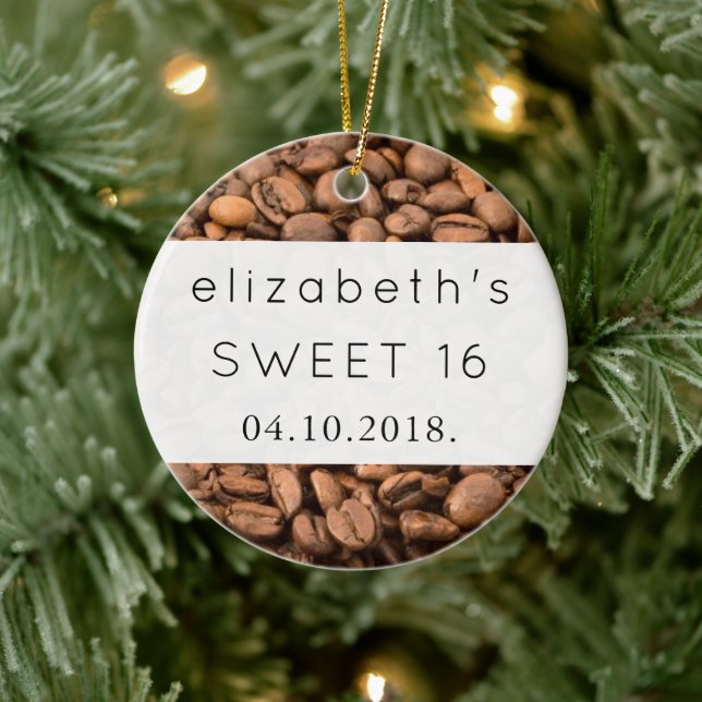 Kaffe, kaffebönor, arabisk kaffe, sötat 16 julgransprydnad keramik (Träd)