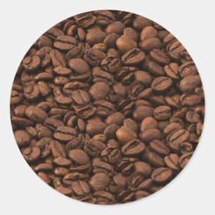 Kaffe, kaffebönor, arabisk kaffe, svart kaffe runt klistermärke