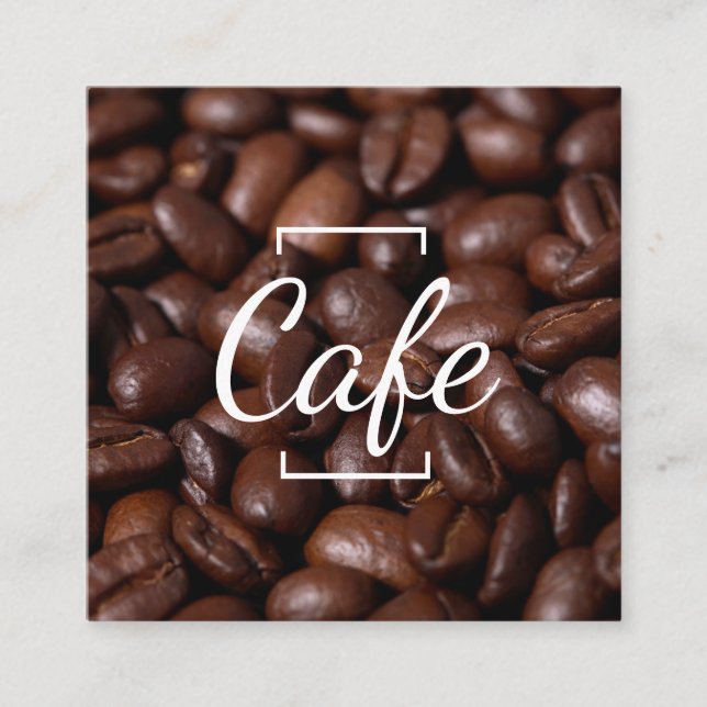 Kaffe/kaffebönor Fyrkantigt Visitkort (Framsida)
