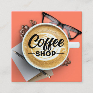 Kaffe/kaffehus/kaffebutik Square Busin Fyrkantigt Visitkort