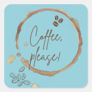 Kaffe Kaffepannan Fyrkantigt Klistermärke