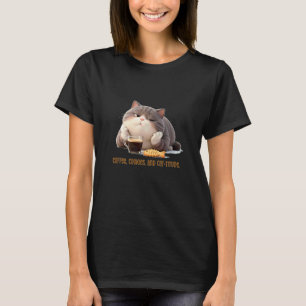 Kaffe, kaka och katt-attityd mysig design t shirt