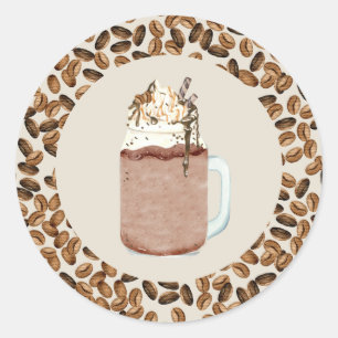 Kaffe-Kallet Brew Coffee Beans Mason Burk Runt Klistermärke