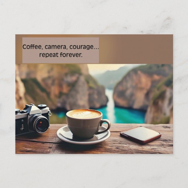 Kaffe, Kamera, Mod, Resefotograf Citat Vykort (Framsida)