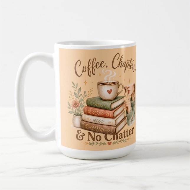 Kaffe kapitel ingen prat mysig bokälskare mugg (Vänster)