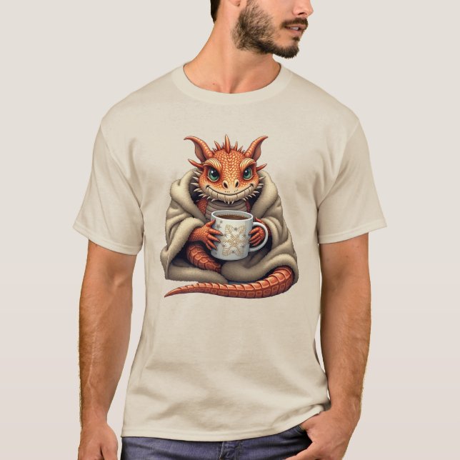 Kaffe Kärlek, berusad dragon, ugglgåva T Shirt (Framsida)