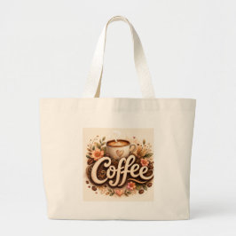 Kaffe Kärlek Blommig Jumbo Tygkasse