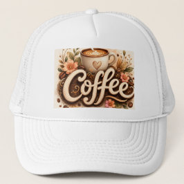 Kaffe Kärlek Blommig Keps