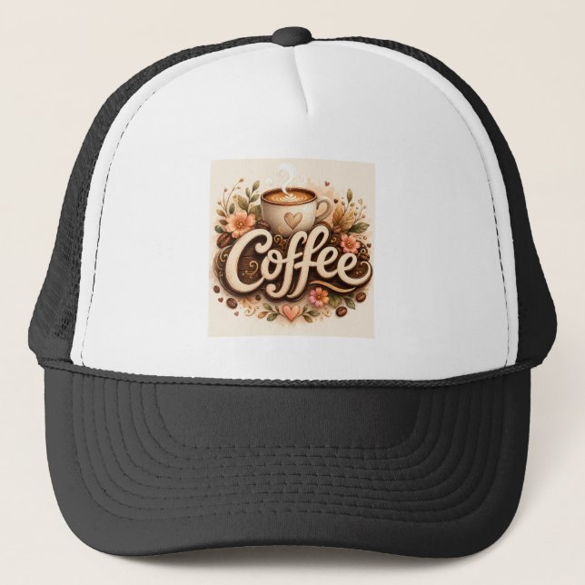 Kaffe Kärlek Blommig Keps (Framsida)