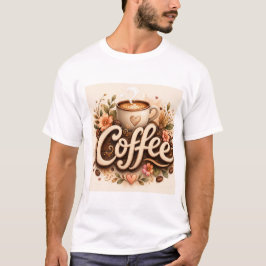 Kaffe Kärlek Blommig T Shirt