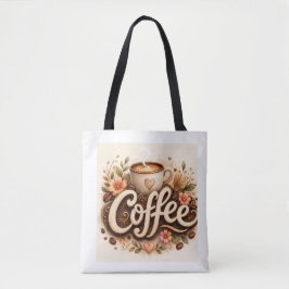 Kaffe Kärlek Blommig Tygkasse