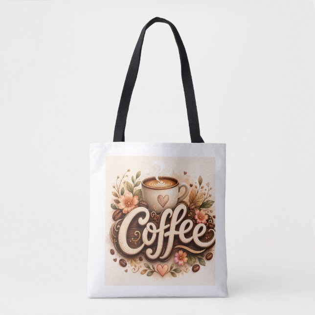 Kaffe Kärlek Blommig Tygkasse (Framsida)