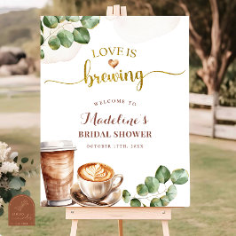 Kaffe Kärlek Bryggs Bröllopsdusch Välkomstskylt Poster