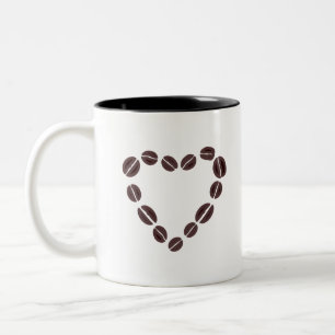 Kaffe Kärlek Cofee Bean Heart Två-Tonad Mugg