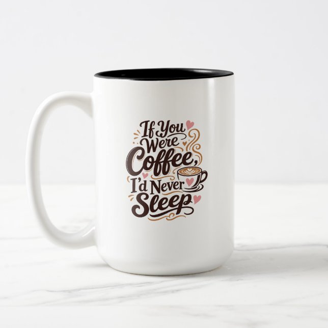 Kaffe kärlek flirtig bröllop Två-Tonad mugg (Vänster)