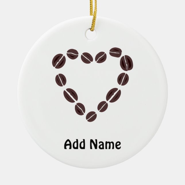 Kaffe Kärlek Kaffe Bean Heart Julgransprydnad Keramik (Framsidan)