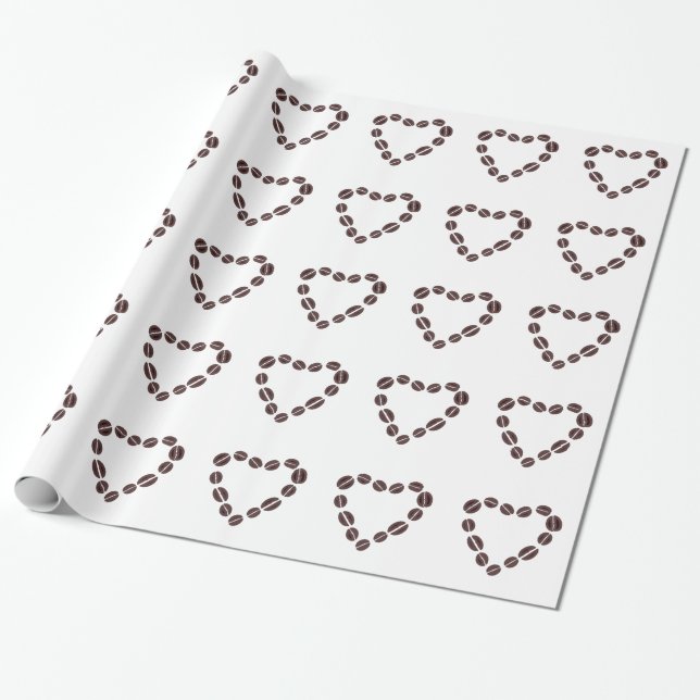 Kaffe Kärlek Kaffe Bean Heart Presentpapper (Utrullad)