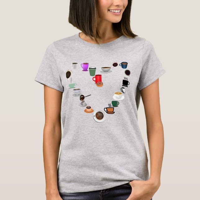 Kaffe Kärlek-kaffe Heart T Shirt (Framsida)