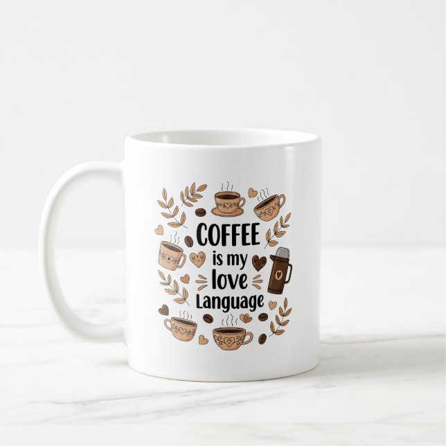 Kaffe - Kärlek språkkonst Kaffemugg (Vänster)