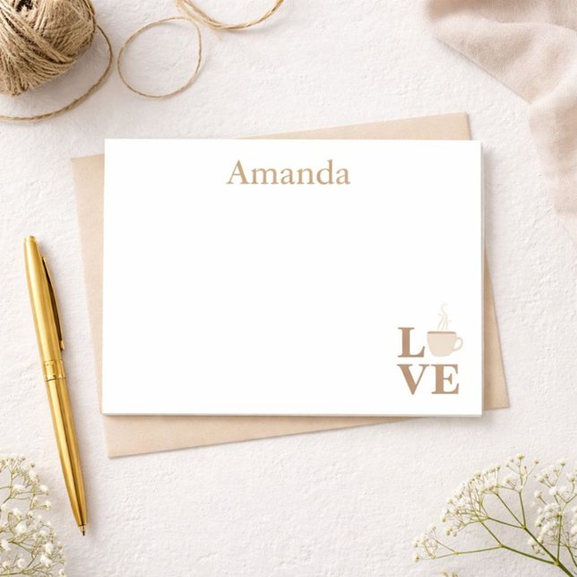 Kaffe Kärlek White och Brown Post-it Block (Skapare uppladdad)