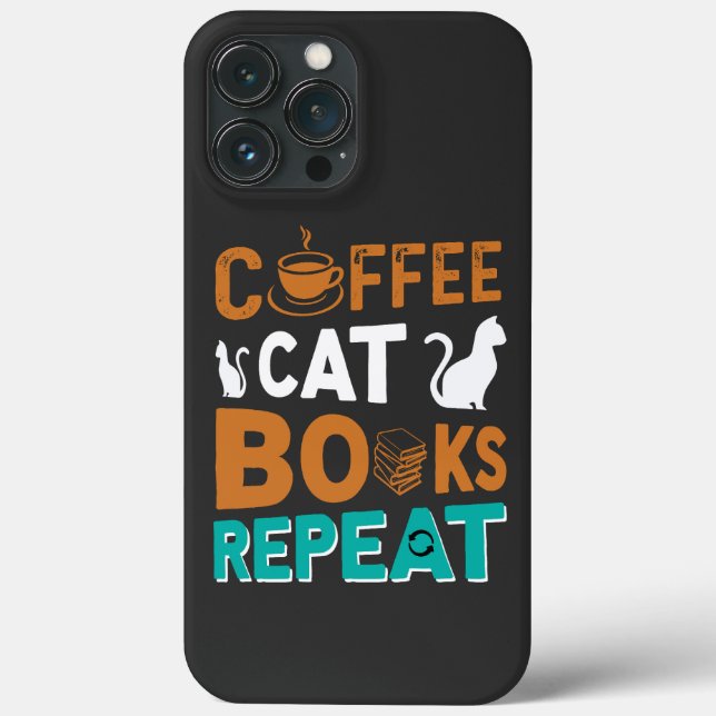 Kaffe Kat Bokar Upprepa, läsning och kaffe älskare (Baksida)