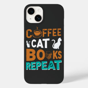 Kaffe Kat Bokar Upprepa, läsning och kaffe älskare