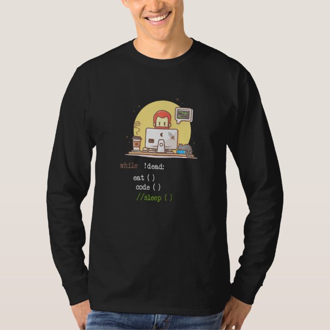 Kaffe Kat IT-programkod Programmerkoderkomposition T Shirt (Framsida)