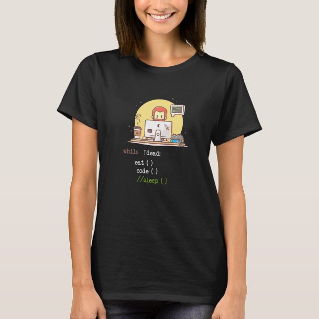 Kaffe Kat IT-programkod Programmerkoderkomposition T Shirt (Framsida)
