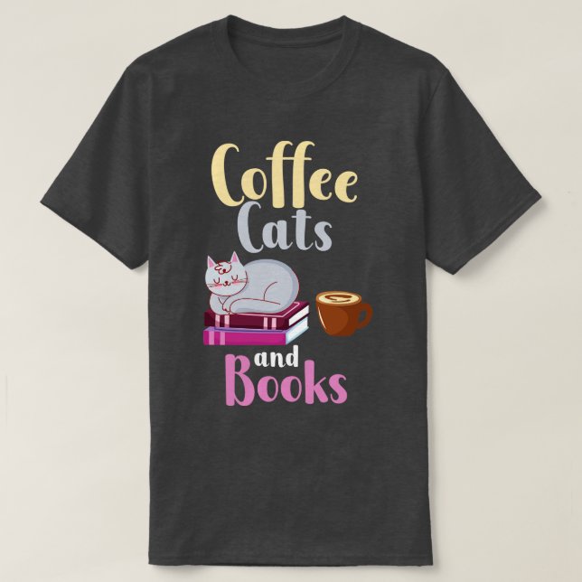 Kaffe Katt Bokar 1 T Shirt (Design framsida)