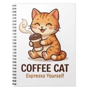 Kaffe Katt Espresso Själv Söt Liten Katt Anteckningsbok
