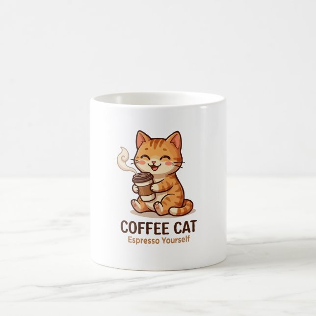 Kaffe Katt Espresso Själv Söt Liten Katt Kaffemugg (Center)