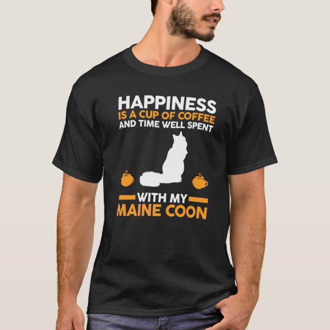 Kaffe Katt Maine Coon T Shirt (Framsida)